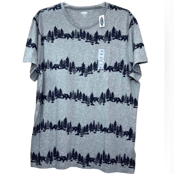Old Navy Other - NWT Grey Navy Bear In Woods Cabin Time Stripped Pocket T Shirt
